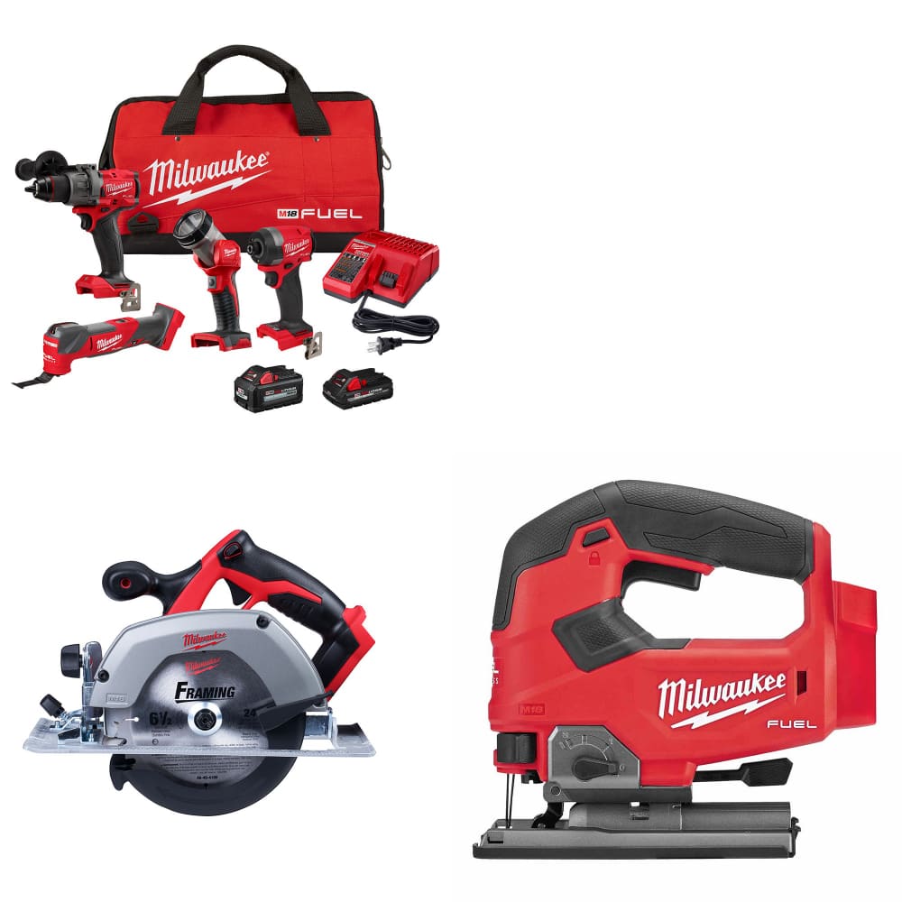 Milwaukee 3698-24MT M18 4-Tool Combo Kit W/ FREE 2630-20 M18 Circ Saw & Jig Saw