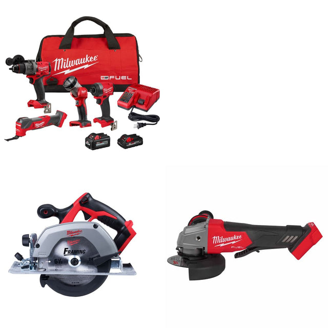 Milwaukee 3698-24MT M18 4-Tool Combo Kit W/ FREE 2630-20 M18 Circ Saw & Grinder