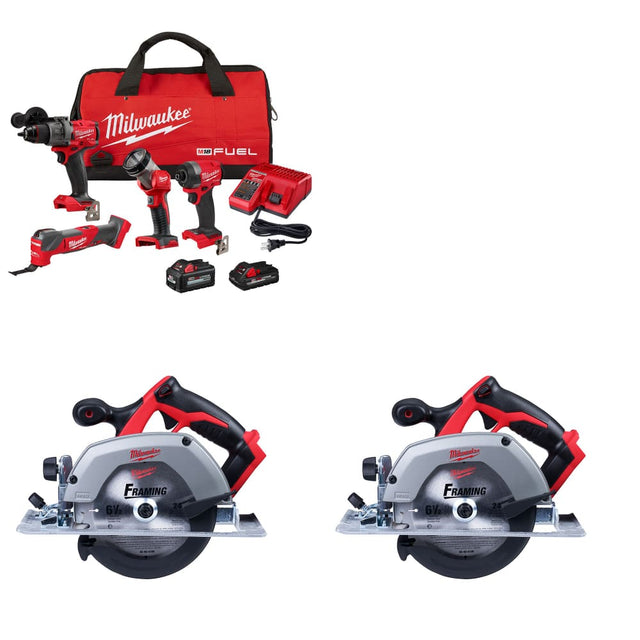 Milwaukee 3698-24MT M18 FUEL 4-Tool Combo Kit W/ FREE 2630-20 M18 Circ Saw-2Pk