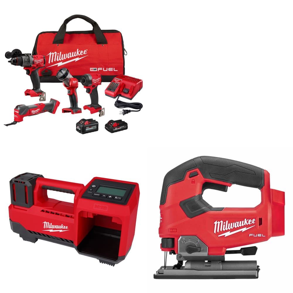 Milwaukee 3698-24MT M18 4-Tool Combo Kit W/ FREE 2848-20 M18 Inflator & Jig Saw