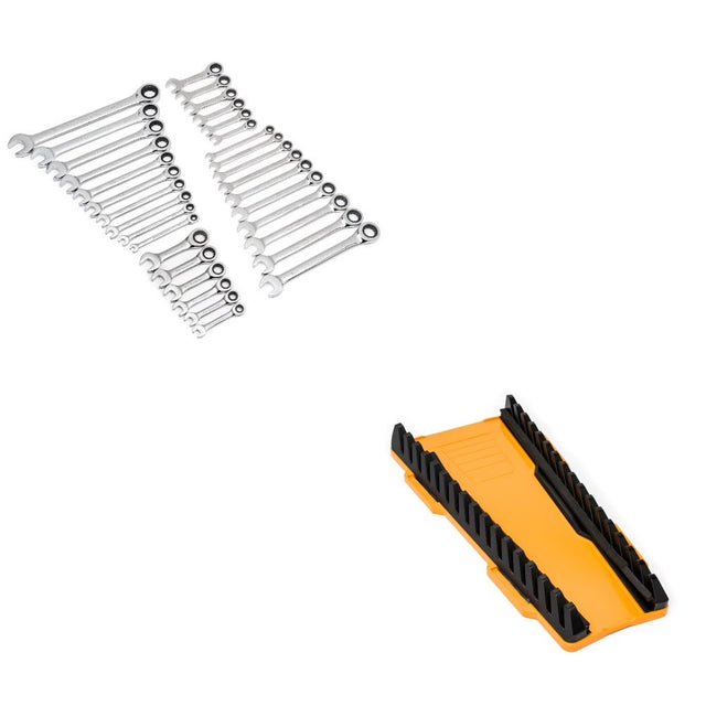 GearWrench 39327 Ratcheting Wrench Set Kit W/ FREE 83121 Wrench Rack