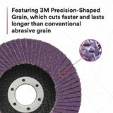 3M 05903 769F Type 27 Flap Disc, 4-1/2 in x 7/8 in, 40+ Grit for Right Angle Grinders (7100177446) - 3