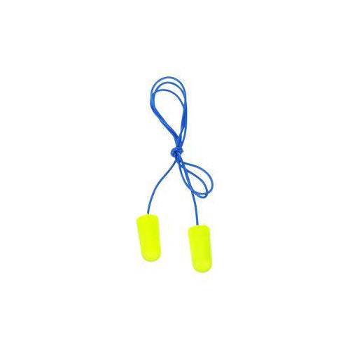 3M 311-1250 E-A-Rsoft Yellow Neons Earplugs, NRR 33dB, Corded, Poly Bag, Regular Size, Disposable