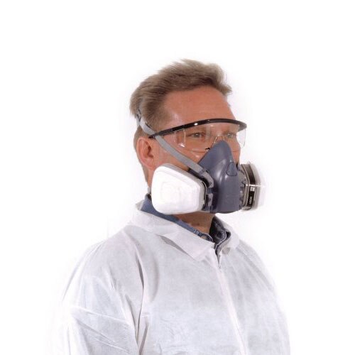 3M 37082 7502 Reusable Respirator Half Facepiece, Medium, Silicone, Cool Flow Valve, Drop-Down Harness, Bayonet Connections, Dual Airline Compatible (7000002162) - 3