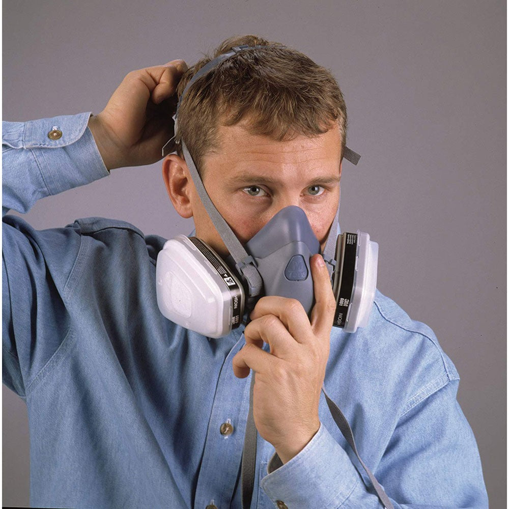 3M 37082 7502 Reusable Respirator Half Facepiece, Medium, Silicone, Cool Flow Valve, Drop-Down Harness, Bayonet Connections, Dual Airline Compatible (7000002162) - 5