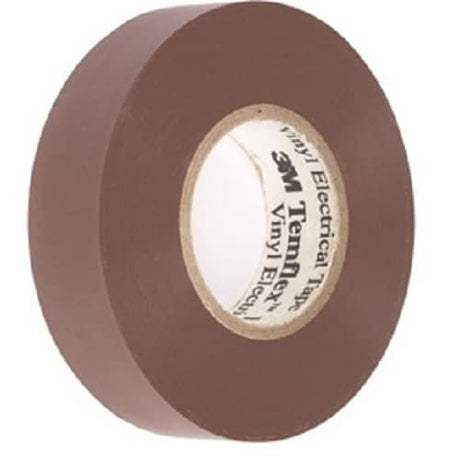 3M 165 165BR4A Temflex Vinyl Electrical Tape, Brown, 3/4 in x 60 ft, 6 mil, 600V, PVC Insulating Tape (7100169191)