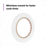 3M 06800 Smooth Transition Tape, Center Adhesive, Transparent, 1/4 in x 30 ft (7000000459) (60 Pack) - 10