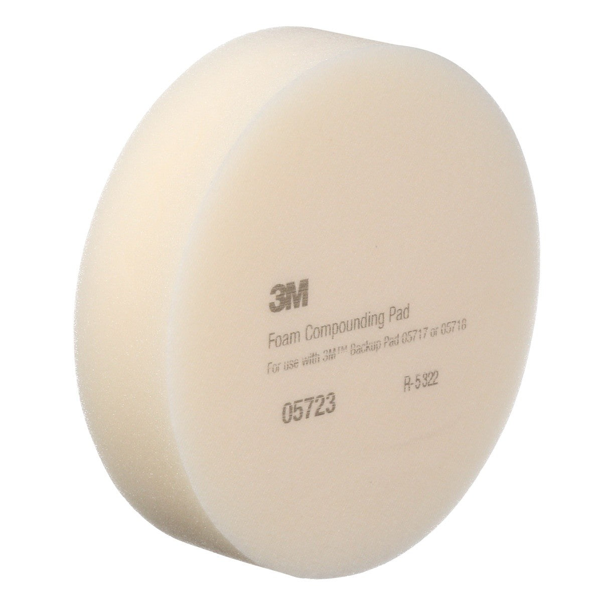 3M 05723 Hookit Foam Compounding Pad, Single Sided, Flat Back, Hook and Loop, White, 8 in (203.2 mm) (7000000485) (24 Pack) - 2