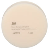 3M 05723 Hookit Foam Compounding Pad, Single Sided, Flat Back, Hook and Loop, White, 8 in (203.2 mm) (7000000485) (24 Pack) - 3