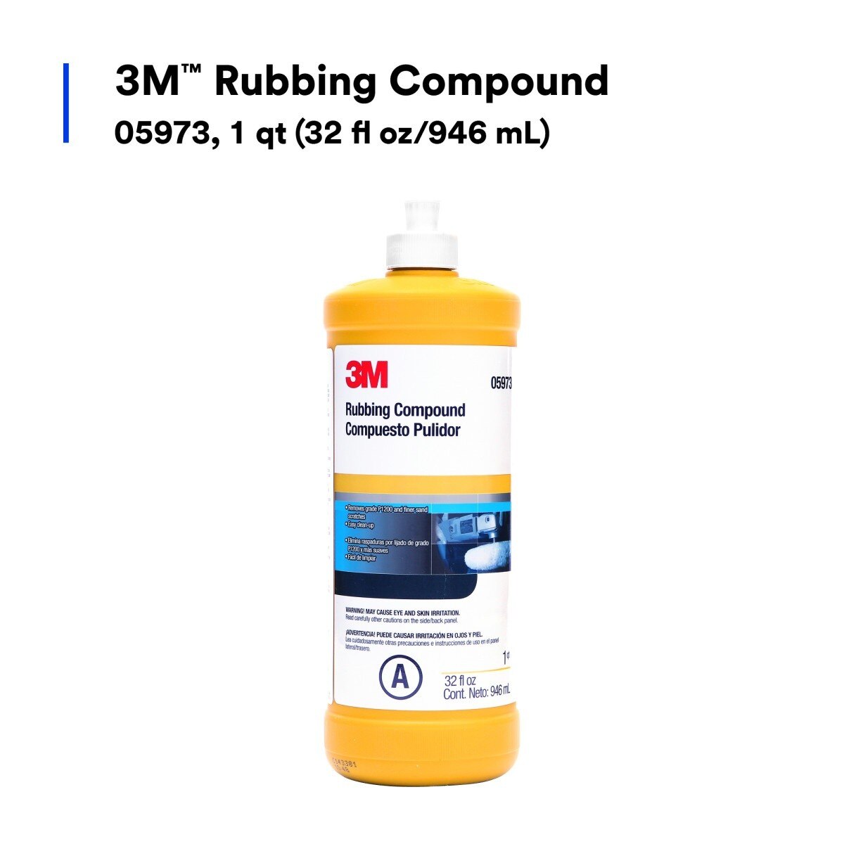 3M 05973 00597 Rubbing Compound, Liquid Formula, 1 qt 32 fl oz/946 mL for Automotive Paint Finishes (7000000537) (6 Pack) - 2