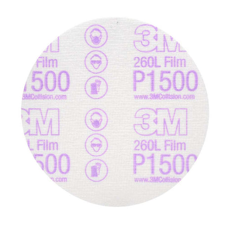 3M 7000000562 Hookit Finishing Film Abrasive Disc 260L, 00951, 5 in, P1500 (100 Pack)