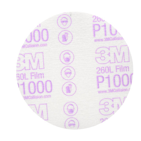 3M 260L 00953 Hookit Finishing Film Abrasive Disc, Aluminum Oxide, P1000, Purple, 5 in (7000000564) (400 Pack)