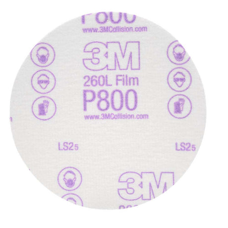 3M 7000000565 Hookit Finishing Film Abrasive Disc 260L, 00954, 5 in, P800 (100 Pack)