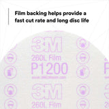 3M 7000000567 Hookit Finishing Film Abrasive Disc 260L, 00968, 6 in (100 Pack) - 6