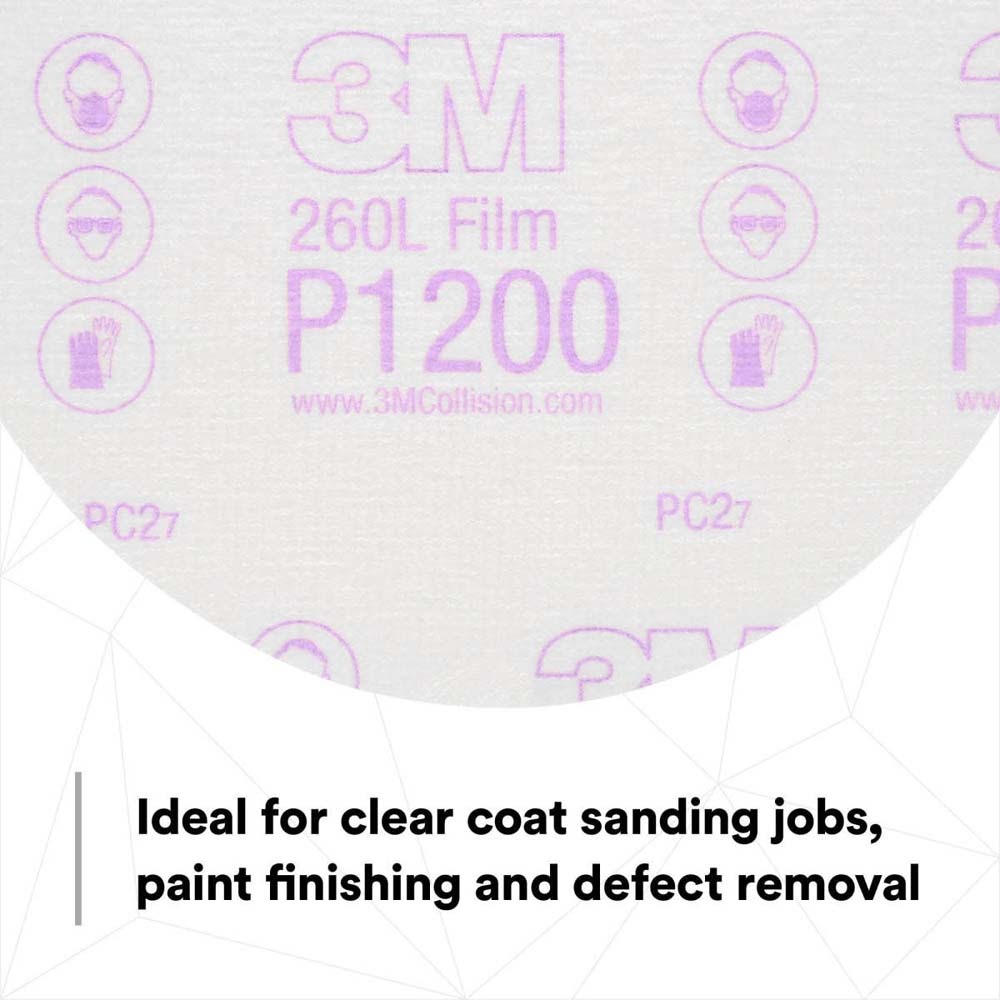 3M 7000000567 Hookit Finishing Film Abrasive Disc 260L, 00968, 6 in (100 Pack) - 7