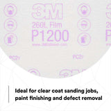 3M 7000000567 Hookit Finishing Film Abrasive Disc 260L, 00968, 6 in (100 Pack) - 7