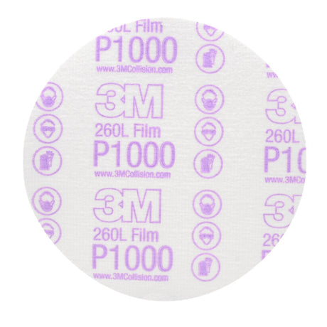 3M 260L 00969 Hookit Finishing Film Abrasive Disc, P1000, 6 in, Clear Coat Sanding, Paint Finishing, Defect Removal (7000000568) (400 Pack)