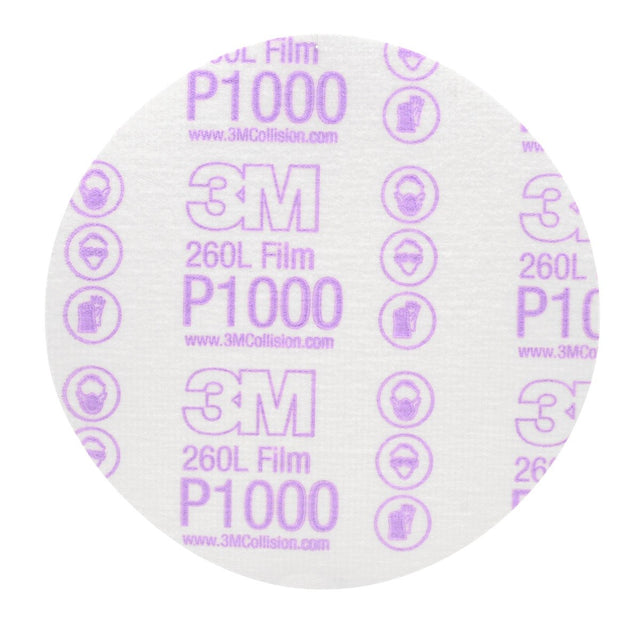 3M 260L 00969 Hookit Finishing Film Abrasive Disc, P1000, 6 in, Clear Coat Sanding, Paint Finishing, Defect Removal (7000000568) (400 Pack)