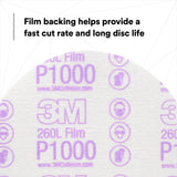 3M 260L 00969 Hookit Finishing Film Abrasive Disc, P1000, 6 in, Clear Coat Sanding, Paint Finishing, Defect Removal (7000000568) (400 Pack) - 6