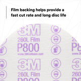 3M 260L 00970 Hookit Finishing Film Abrasive Disc, P800, White, 6 in (7000000569) (400 Pack) - 3
