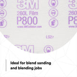 3M 260L 00970 Hookit Finishing Film Abrasive Disc, P800, White, 6 in (7000000569) (400 Pack) - 4