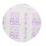 3M 260L 00971 Hookit Finishing Film Abrasive Disc, P600, Aluminum Oxide, Polyester Film Backing, White, 6 in (7000000570) (400 Pack)