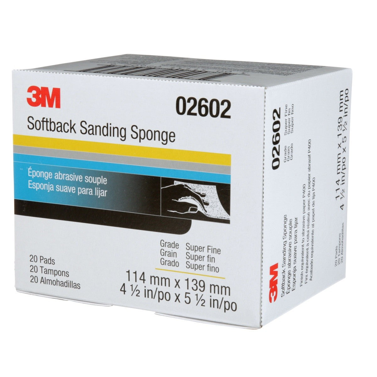 3M 02602 2602 Softback Sanding Sponge Superfine Gray 4-1/2 in x 5-1/2 in Wet or Dry Hand Sanding (7000000588) (120 Pack) - 6