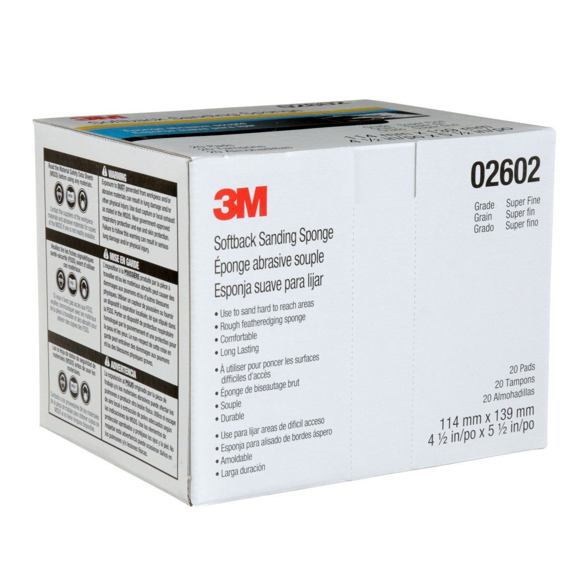 3M 02602 2602 Softback Sanding Sponge Superfine Gray 4-1/2 in x 5-1/2 in Wet or Dry Hand Sanding (7000000588) (120 Pack) - 8