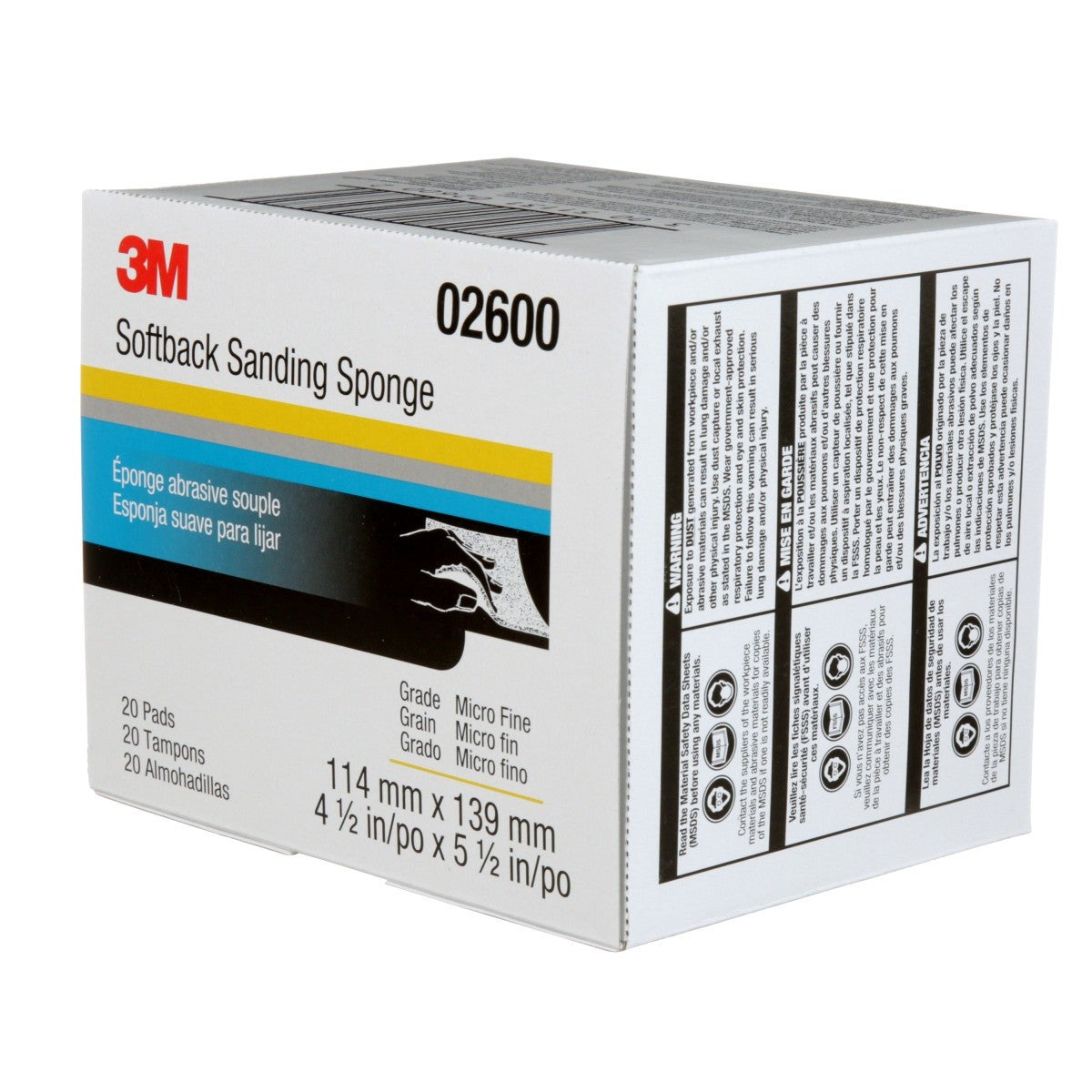 3M 2600 Softback Sanding Sponge, Microfine Grit, Gray, 4-1/2 in x 5-1/2 in (7000000591) (120 Pack) - 8