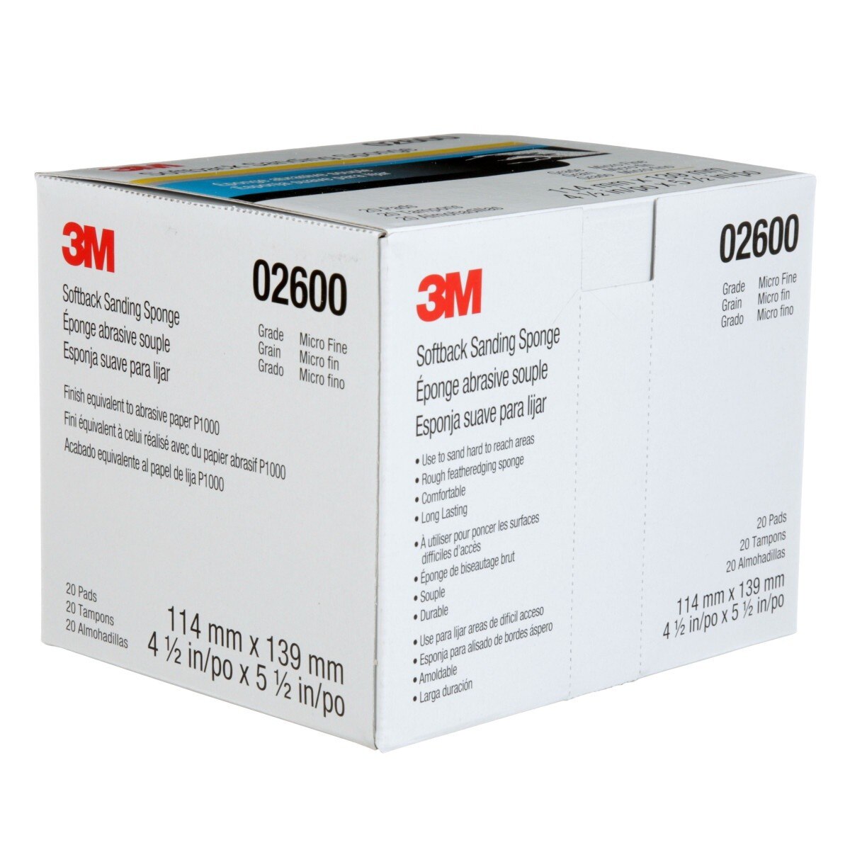 3M 2600 Softback Sanding Sponge, Microfine Grit, Gray, 4-1/2 in x 5-1/2 in (7000000591) (120 Pack) - 9