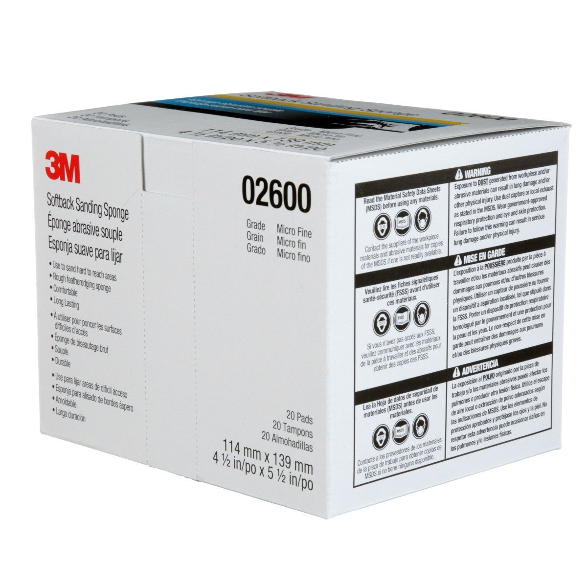 3M 2600 Softback Sanding Sponge, Microfine Grit, Gray, 4-1/2 in x 5-1/2 in (7000000591) (120 Pack) - 10