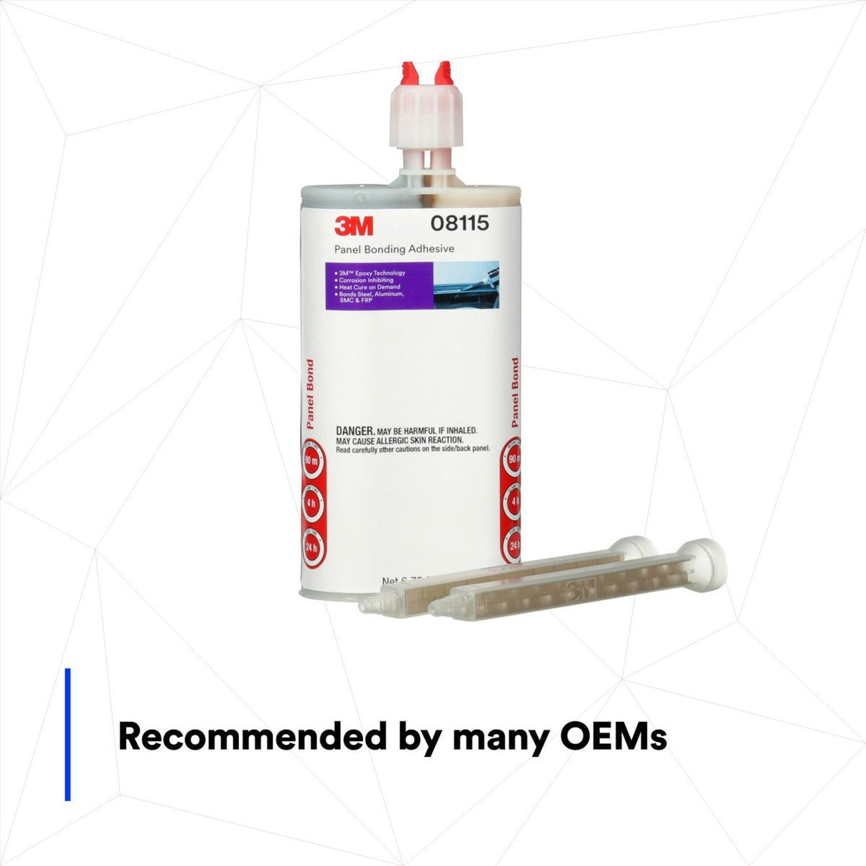 3M 08115 Panel Bonding Adhesive Two-Part Epoxy, Black, 200 mL Cartridge for Auto Body Panels, Bonds Steel, Aluminum, SMC & FRP (7000000610) - 3