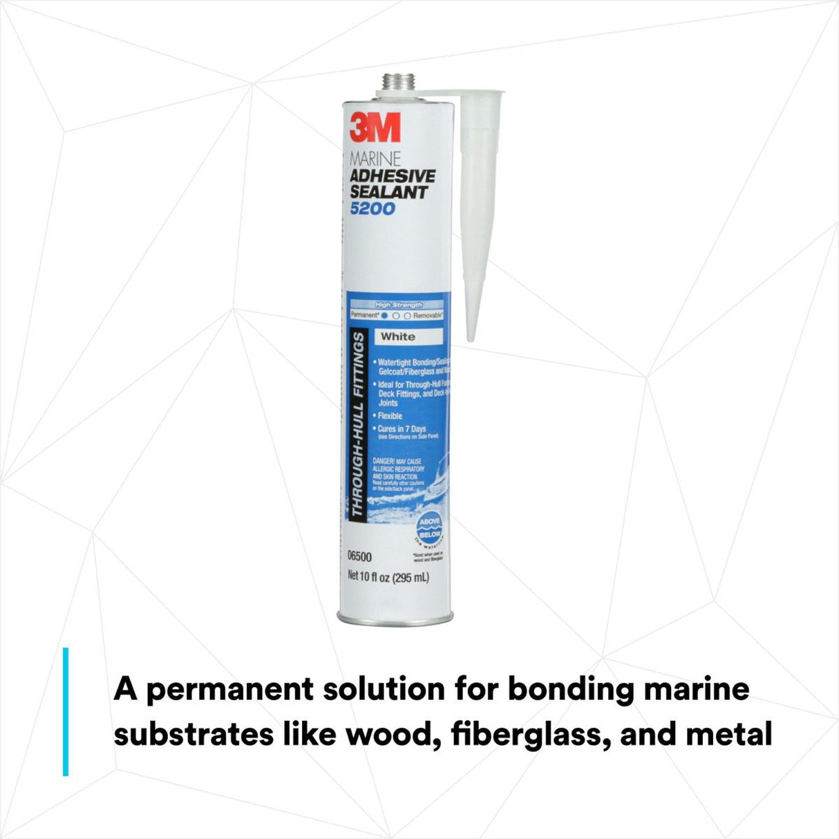 3M 06500 09499 5200 Marine Adhesive Sealant White 10 fl oz Cartridge Permanent Above and Below Waterline (7000000623) (12 Pack) - 6