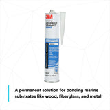 3M 06500 09499 5200 Marine Adhesive Sealant White 10 fl oz Cartridge Permanent Above and Below Waterline (7000000623) (12 Pack) - 6