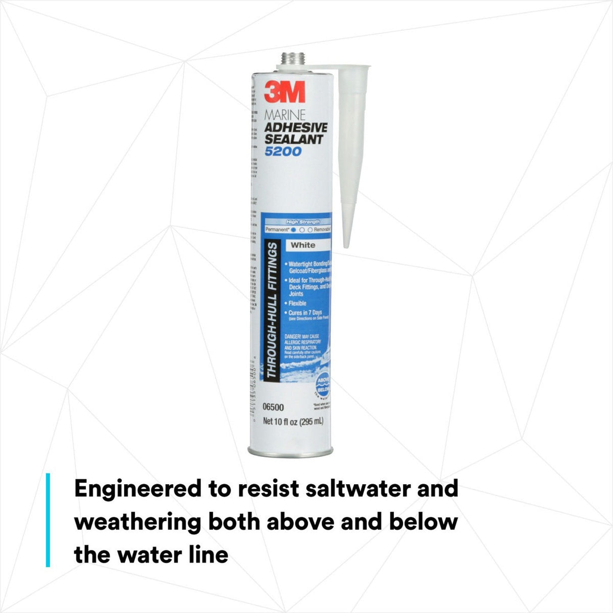 3M 06500 09499 5200 Marine Adhesive Sealant White 10 fl oz Cartridge Permanent Above and Below Waterline (7000000623) - 7