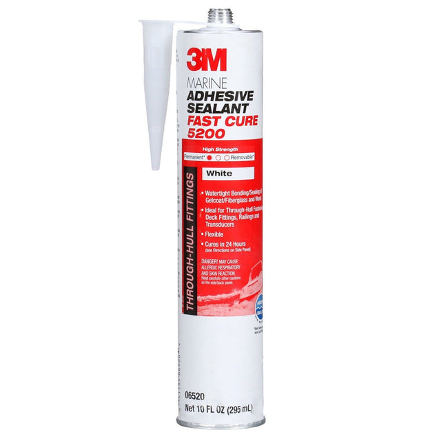 3M 5200FC 6520 Marine Adhesive Sealant Fast Cure, White, 10 fl oz Cartridge for Above and Below Waterline (7000000629) (12 Pack)
