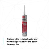 3M 5200FC 6520 Marine Adhesive Sealant Fast Cure, White, 10 fl oz Cartridge for Above and Below Waterline (7000000629) (12 Pack) - 5