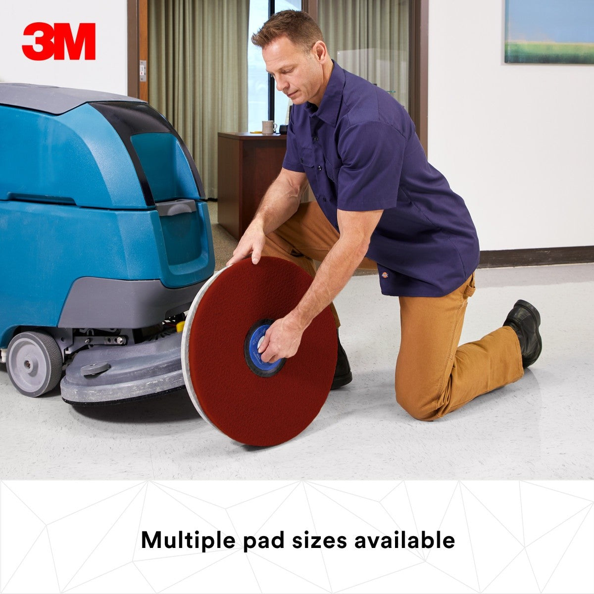 3M 5100 Red Buffer Pad, Red, 17 in x 1 in, Center Hole, 175-600 RPM (7000000662) (5 Pack) - 2
