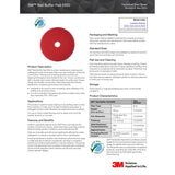 3M 5100 Red Buffer Pad, Red, 17 in x 1 in, Center Hole, 175-600 RPM (7000000662) (5 Pack) - 7