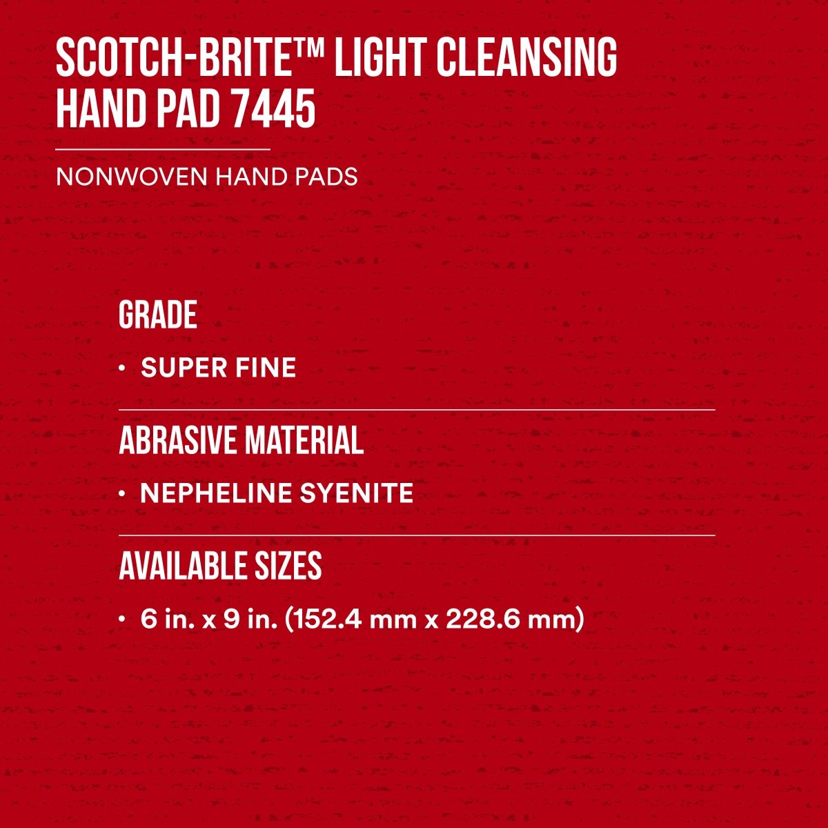 3M HP-HP 7445 Scotch-Brite Light Cleansing Hand Pad, Super Fine, Nepheline Syenite, White, 6 in x 9 in, For Delicate Surfaces (7000000727) (60 Pack) - 8