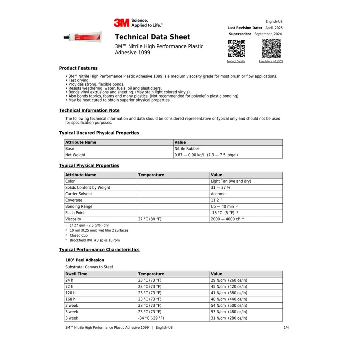 3M Nitrile High Performance Plastic Adhesive 1099, Tan, 5 fl oz Tube (1099) (7000000796) (Case of 36) (36 Pack) - 7