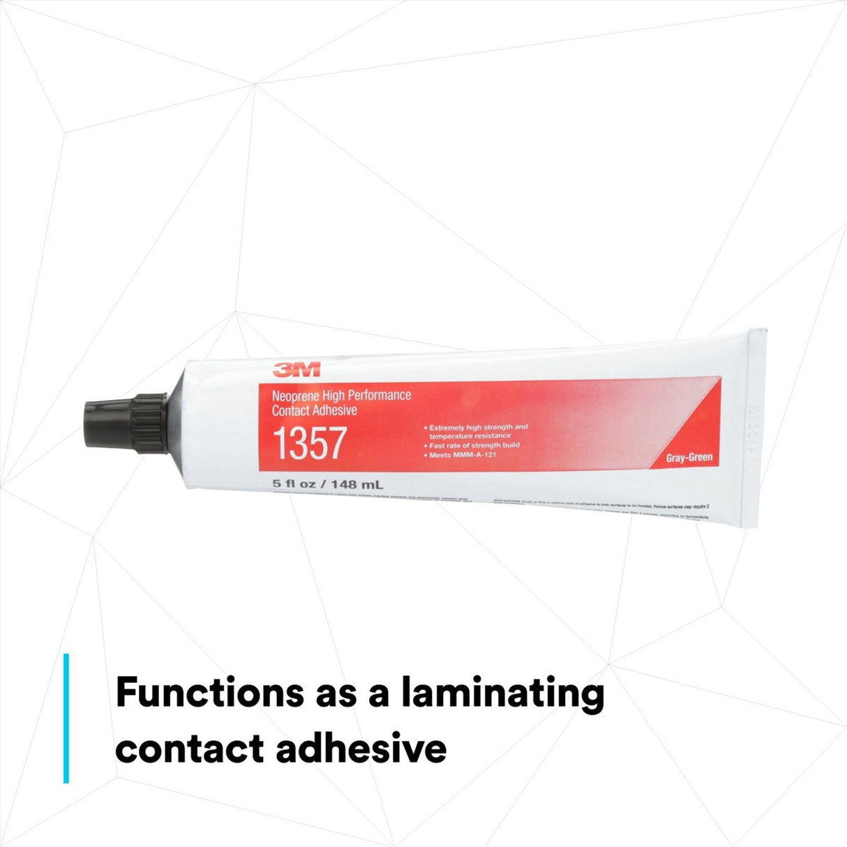 3M 1357 Neoprene High Performance Contact Adhesive, Gray-Green, 5 fl oz Tube (7000000800) (36 Pack) - 2