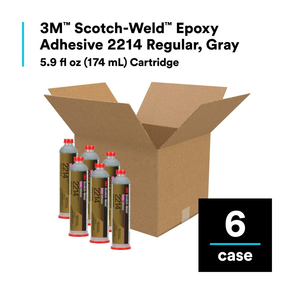 3M 2214 Scotch-Weld Epoxy Adhesive, Regular, Gray, 6 fl oz Cartridge (7000000811) (6 Pack) - 2