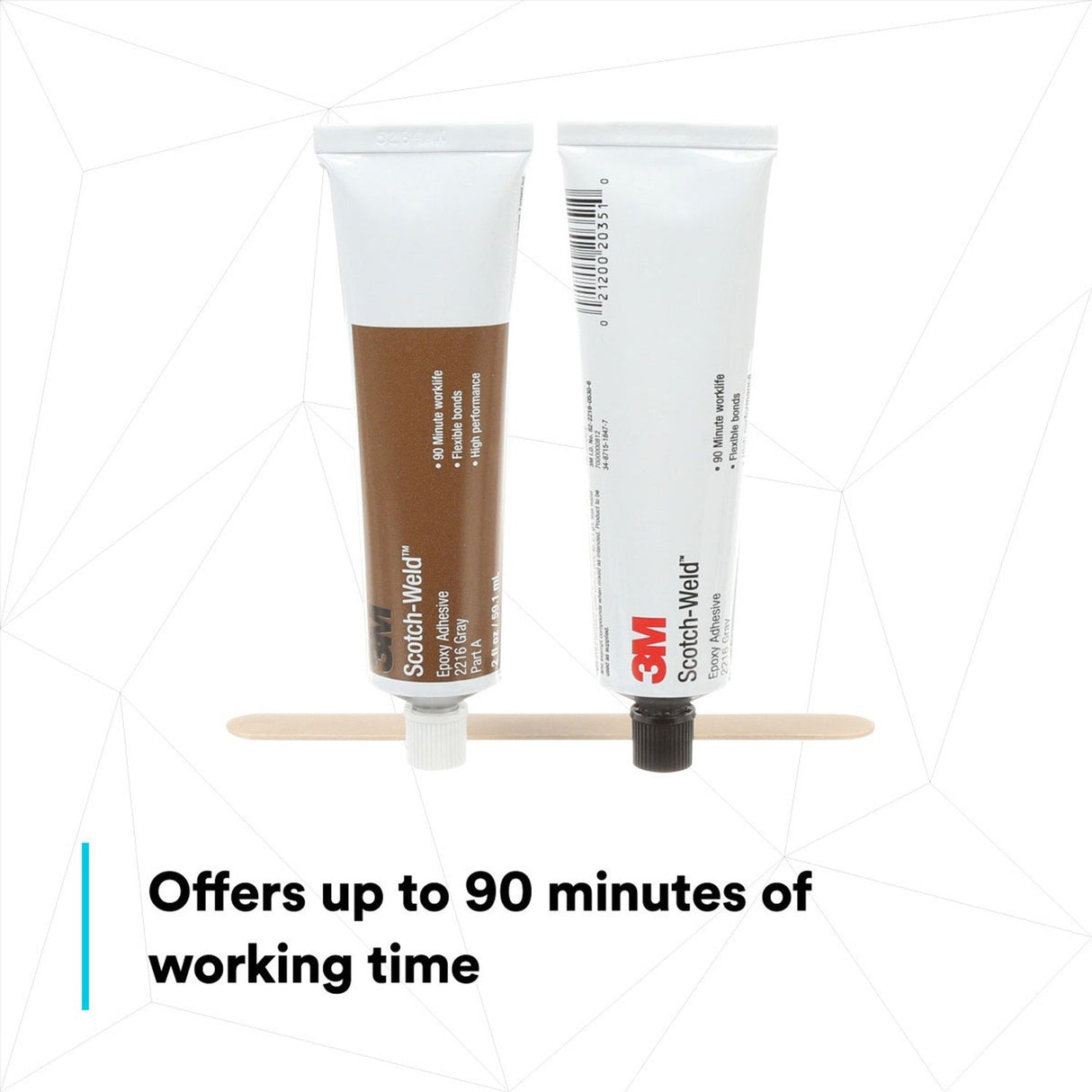 3M 2216 Epoxy Adhesive, Gray, Part B/A Tube Kit, 2 fl oz (59.1 mL) (7000000812) (36 Pack) - 7