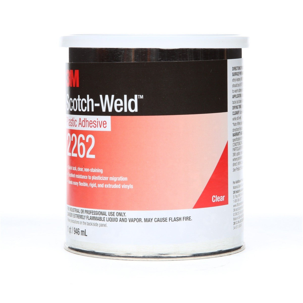 3M 2262 Plastic Adhesive Clear 1 Quart Canister (7000000818) (12 Pack) - 3