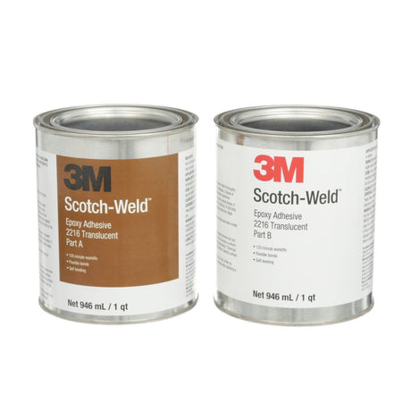 3M 2216 Scotch-Weld Epoxy Adhesive, Translucent, Part B/A, 2 Quart (7000000861) (6 Pack)