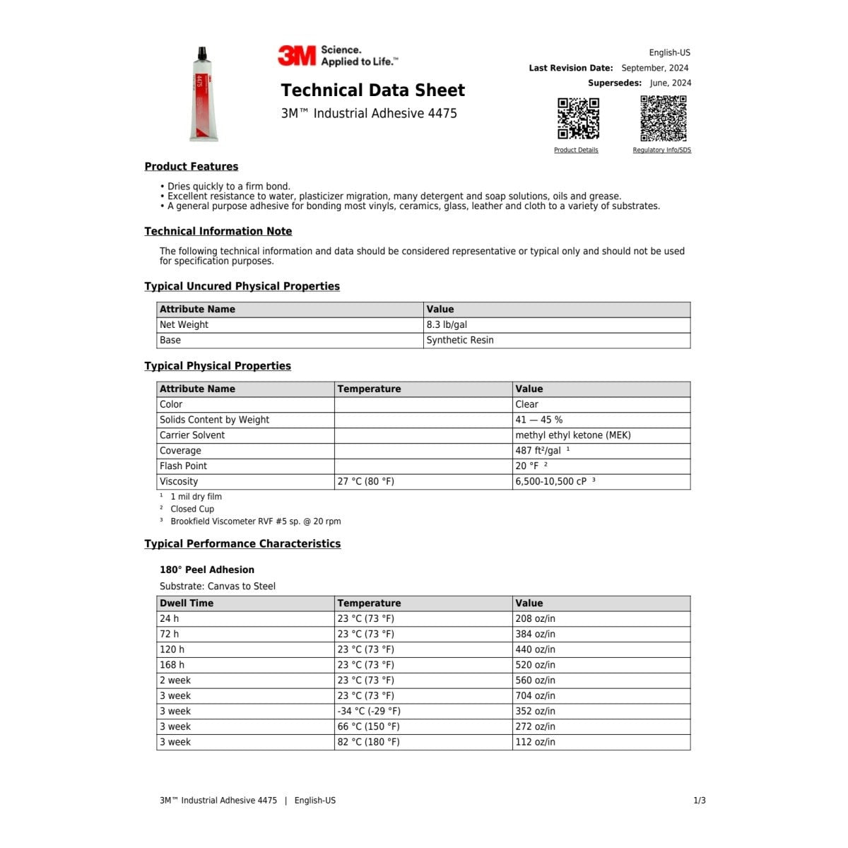 3M 4475 Industrial Plastic Adhesive, Clear, 5 fl oz Tube (7000000920) (36 Pack) - 5