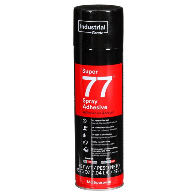 3M 77 21210 Multipurpose Spray Adhesive, Aerosol, Transparent, 24 fl oz Can (Net Wt 16.75 oz) (7000000931)