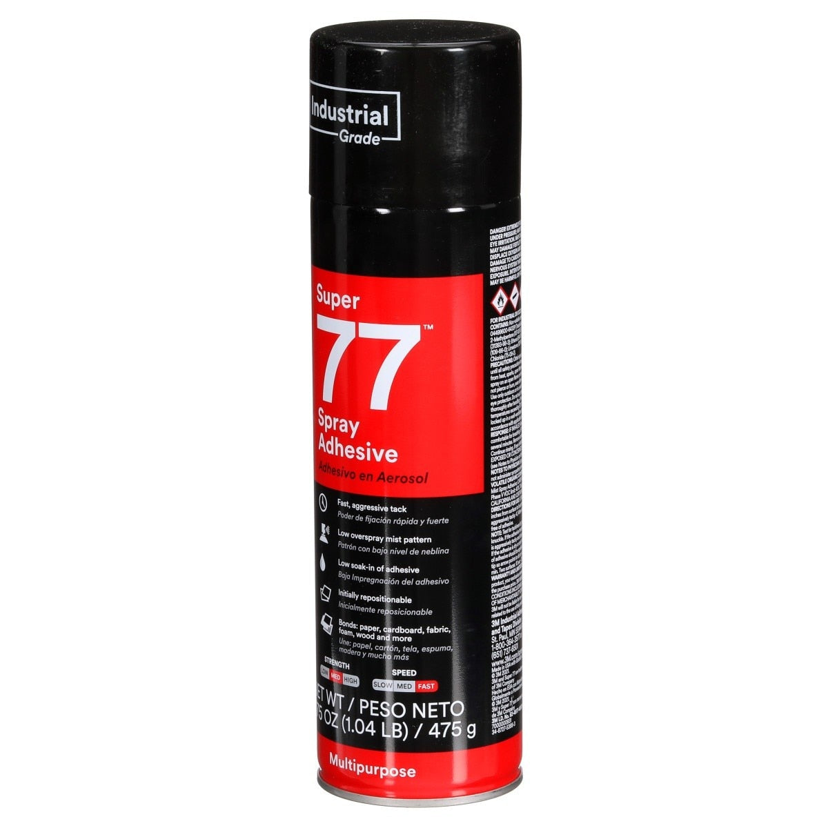 3M 77 21210 Multipurpose Spray Adhesive, Aerosol, Transparent, 24 fl oz Can (Net Wt 16.75 oz) (7000000931) - 3