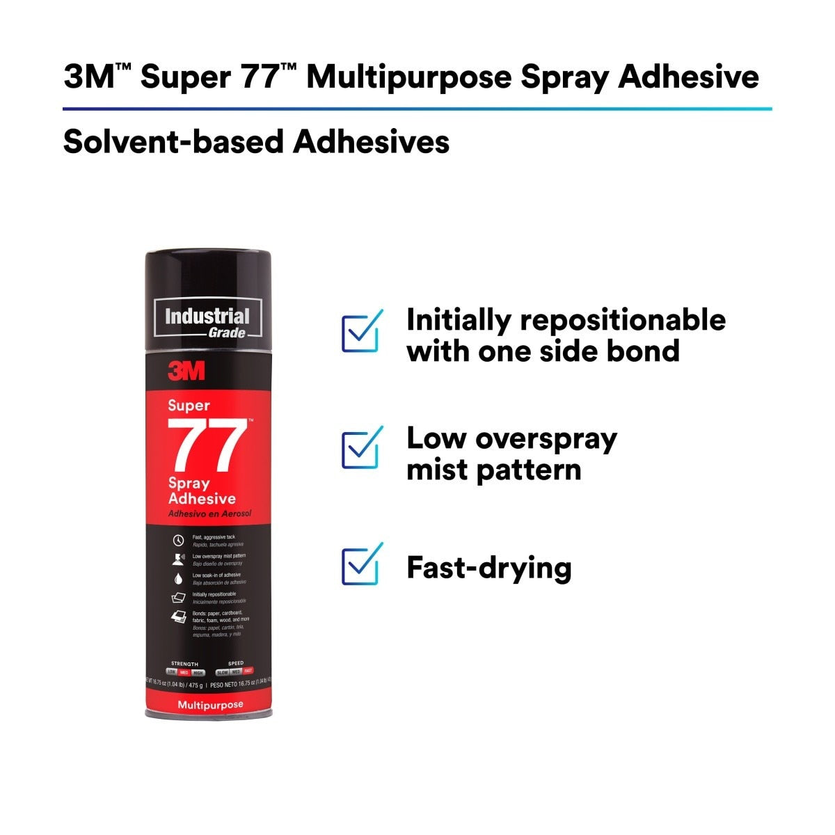 3M 77 21210 Multipurpose Spray Adhesive, Aerosol, Transparent, 24 fl oz Can (Net Wt 16.75 oz) (7000000931) - 6